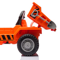 Ride On Dump Truck, 12V Ride On Car With Parents Control, Electric Dump Bed And Extra Shovel,Phone Stand,Three Point Seat Belt,Easy Installation,Age 3 ,Mp3,Music,Bluetooth,Usb,Story Orange Polypropylene