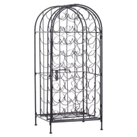 Homcom 35 Bottle Wrought Iron Wine Rack Cabinet With Lock Black Black Iron