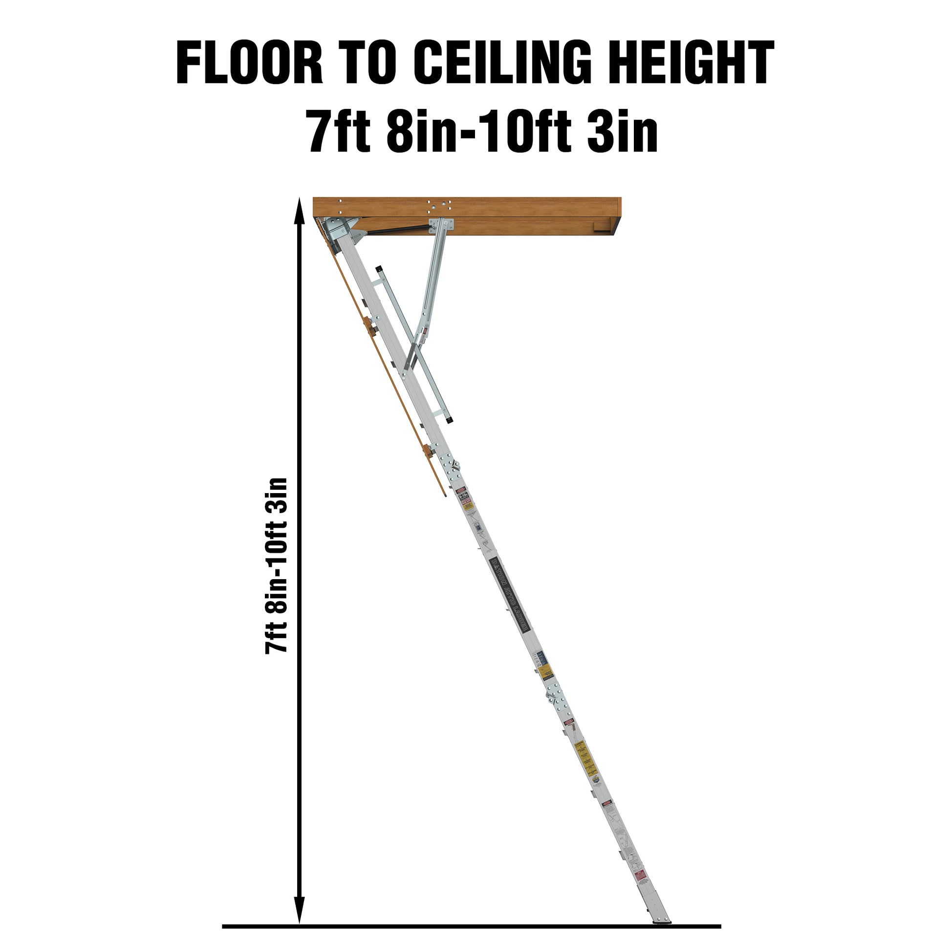 Aluminum Attic Ladder 350 Pound Capacity 22 1 2" X 54" Opening 7 10Ft Ceiling Metallic Grey Aluminium Alloy