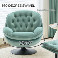 Swivel Leisure Chair Lounge Chair Velvet Teal Color With Ottoman Teal Velvet