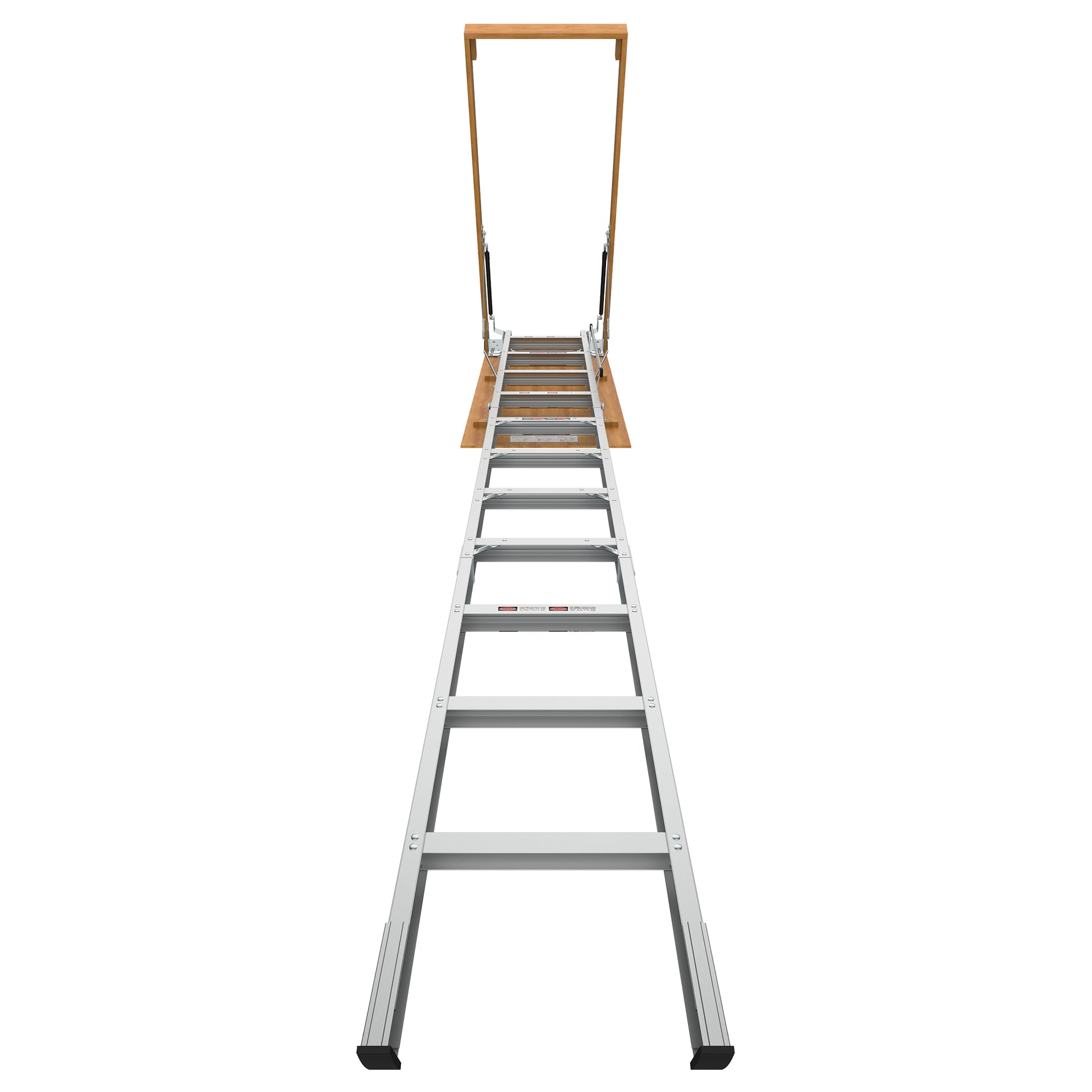 Aluminum Attic Ladder 350 Pound Capacity 22 1 2" X 54" Opening 7 10Ft Ceiling Metallic Grey Aluminium Alloy