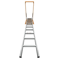 Aluminum Attic Ladder 350 Pound Capacity 22 1 2" X 54" Opening 7 10Ft Ceiling Metallic Grey Aluminium Alloy