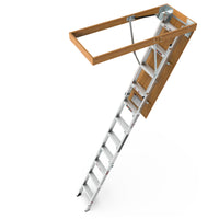 Aluminum Attic Ladder 350 Pound Capacity 22 1 2" X 54" Opening 7 10Ft Ceiling Metallic Grey Aluminium Alloy