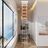 Aluminum Attic Ladder 350 Pound Capacity 22 1 2" X 54" Opening 7 10Ft Ceiling Metallic Grey Aluminium Alloy