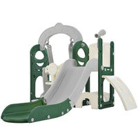 Toddler Slide And Swing Set 5 In 1, Kids Playground Climber Slide Playset With Telescope, Freestanding Combination For Babies Indoor & Outdoor Green Hdpe