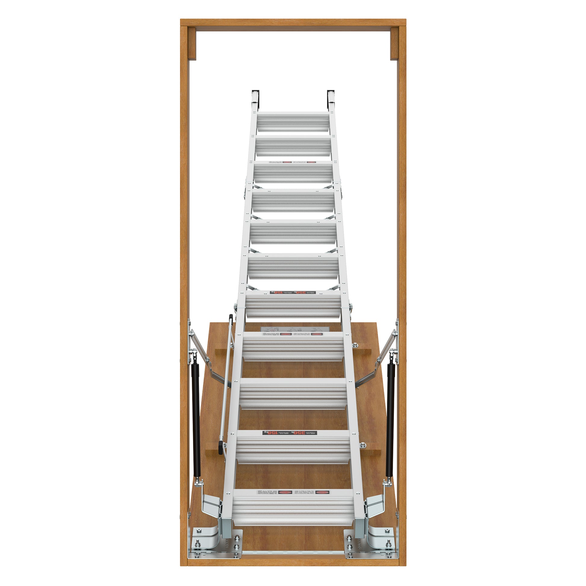 Aluminum Attic Ladder 350 Pound Capacity 22 1 2" X 54" Opening 7 10Ft Ceiling Metallic Grey Aluminium Alloy