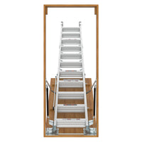 Aluminum Attic Ladder 350 Pound Capacity 22 1 2" X 54" Opening 7 10Ft Ceiling Metallic Grey Aluminium Alloy