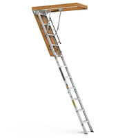 Aluminum Attic Ladder 350 Pound Capacity 22 1 2" X 54" Opening 7 10Ft Ceiling Metallic Grey Aluminium Alloy