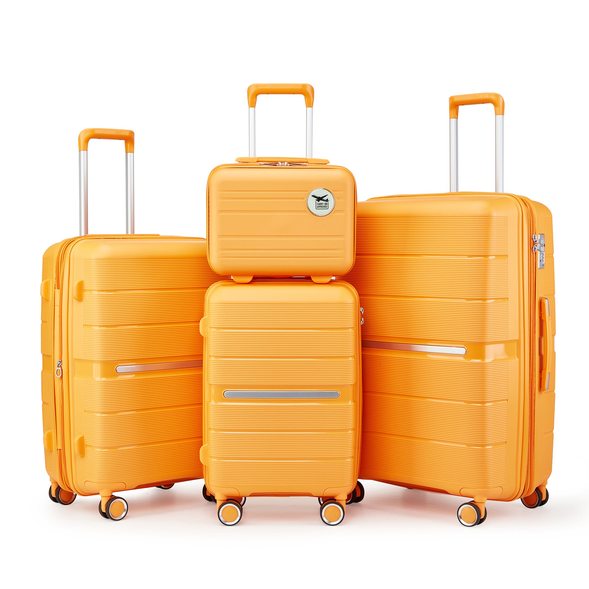 Luggage Sets 4 Piece 14 20 24 28 Pp Lightweight & Durable Expandable Suitcase Orange Polypropylene