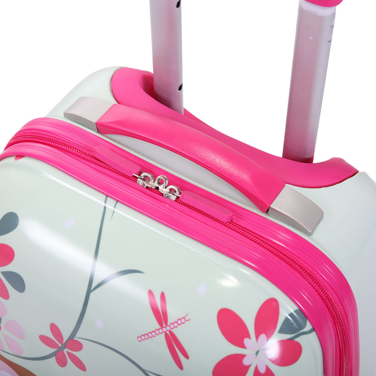 2 Pcs Kids Luggage Set, 12" Backpack And 16" Spinner Case With 4 Universal Wheels, Travel Suitcase For Boys Girls, Pink With Animal Patterns Pink Abs Pc