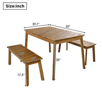 3 Pieces Acacia Wood Table Bench Dining Set For Outdoor & Indoor Furniture With 2 Benches, Picnic Beer Table For Patio, Porch, Garden, Poolside, Natural No Dining Set Acacia Wood Garden & Outdoor Art Deco,Artsy,Vintage Wood Acacia Wood