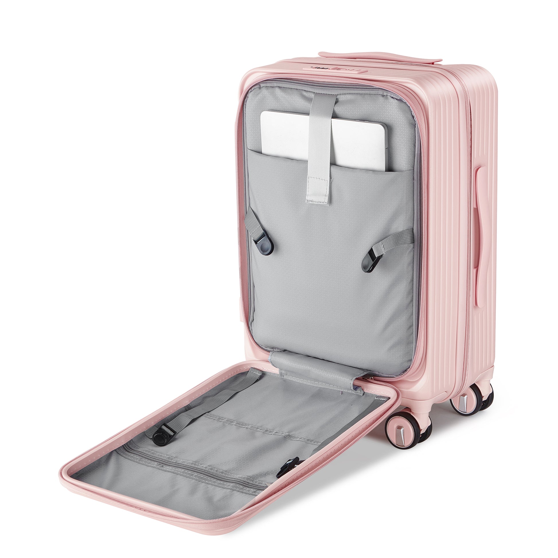 Luggage Sets 3 Piece 20 24 28 , Expandable Carry On Luggage With Tsa Lock Airline Approved, 100% Pc Hard Shell And Lightweight Suitcase With Front Pocket And Spinner Wheels Pink Pc