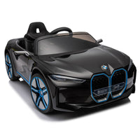 Licensed Bmw I4,12V Kids Ride On Car 2.4G W Parents Remote Control,Electric Car For Kids,Three Speed Adjustable,Power Display, Usb,Mp3 ,Bluetooth,Led Light,Two Point Safety Belt,Story Black Plastic Indoor & Outdoor Use