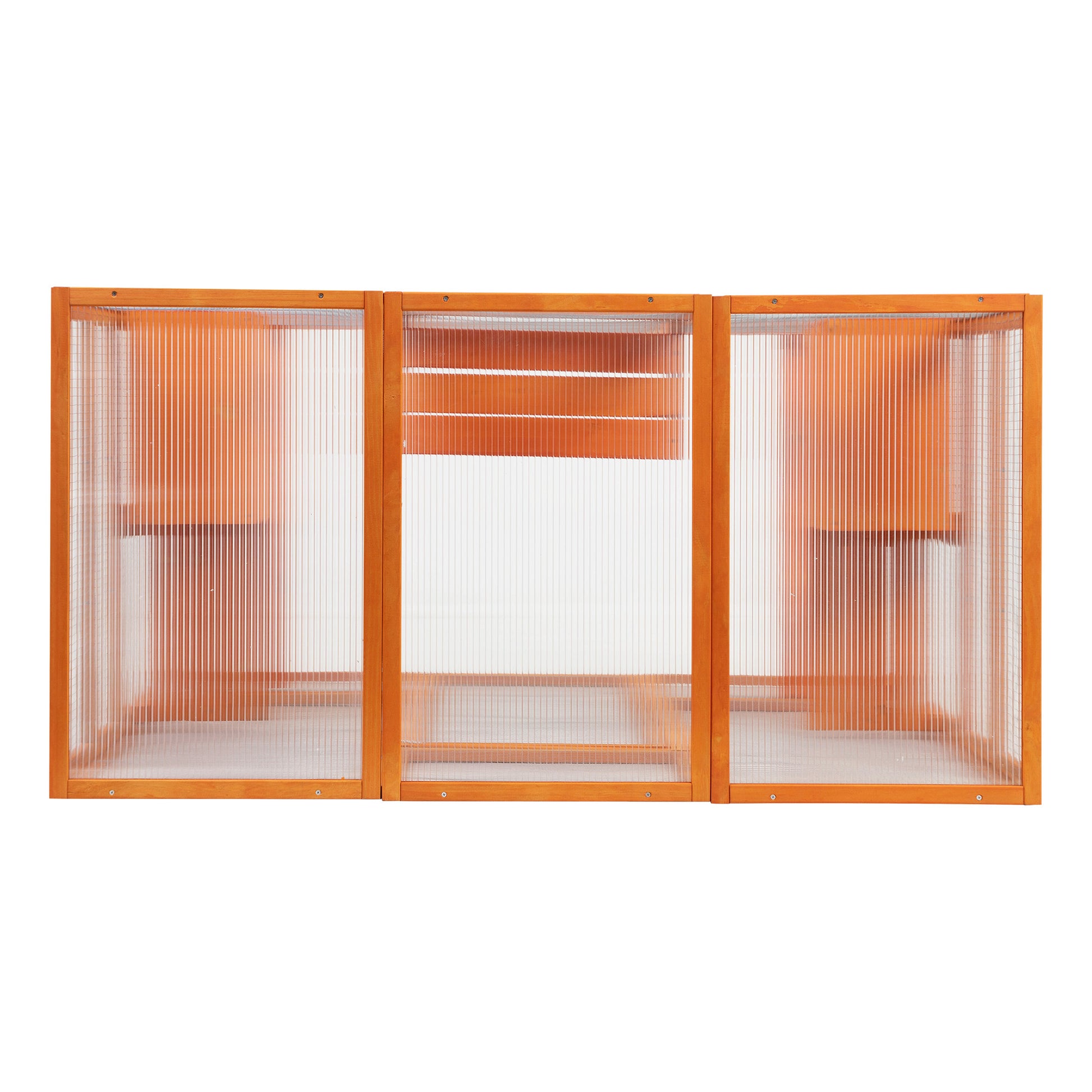 Large Cat Enclosure With 5 Perches, 2 Condos And 1 Lockable Door, Orange Orange Metal & Wood