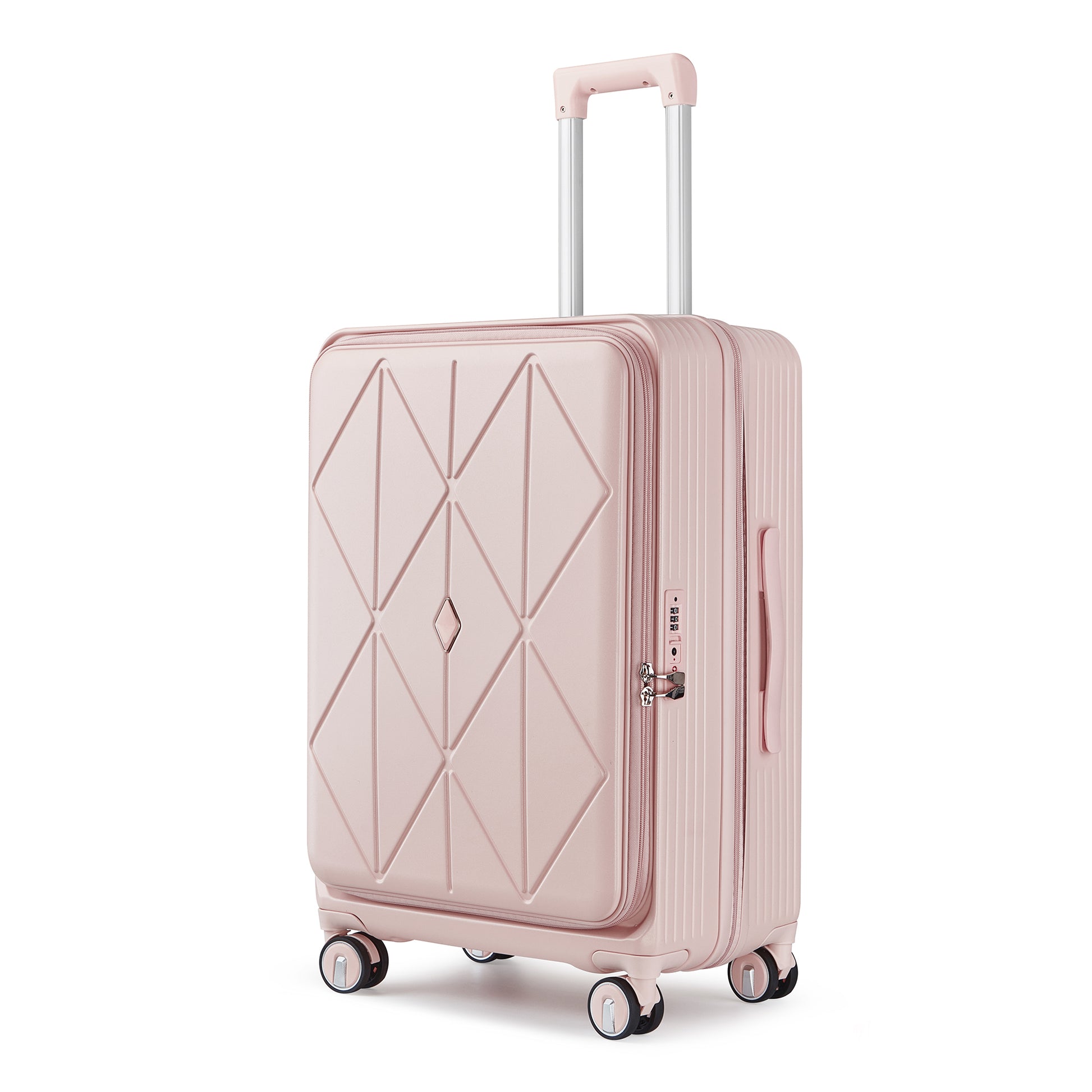 Luggage Sets 3 Piece 20 24 28 , Expandable Carry On Luggage With Tsa Lock Airline Approved, 100% Pc Hard Shell And Lightweight Suitcase With Front Pocket And Spinner Wheels Pink Pc