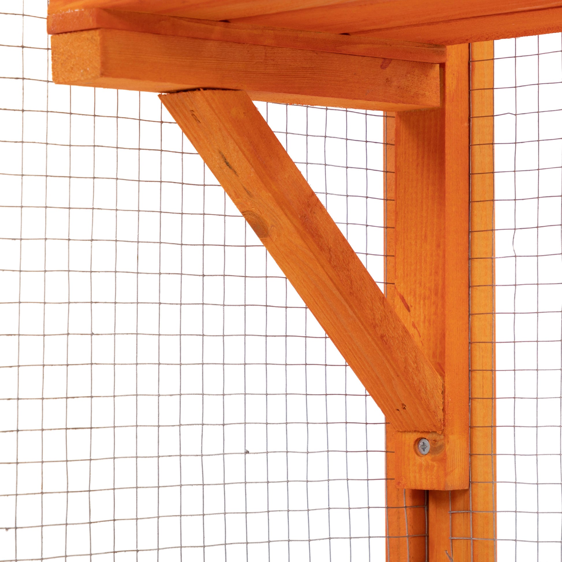 Large Cat Enclosure With 5 Perches, 2 Condos And 1 Lockable Door, Orange Orange Metal & Wood