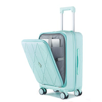 Luggage Sets 3 Piece 20 24 28 , Expandable Carry On Luggage With Tsa Lock Airline Approved, 100% Pc Hard Shell And Lightweight Suitcase With Front Pocket And Spinner Wheels Mint Green Pc