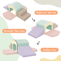 Soft Foam Playset For Toddlers, Safe Softzone Single Tunnel Foam Climber For Kids, Lightweight Indoor Active Play Structure With Slide Stairs And Ramp For Beginner Toddler Climb And Crawl Colorful Foam
