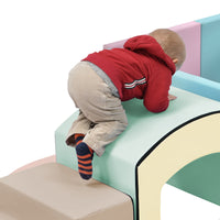 Soft Foam Playset For Toddlers, Safe Softzone Single Tunnel Foam Climber For Kids, Lightweight Indoor Active Play Structure With Slide Stairs And Ramp For Beginner Toddler Climb And Crawl Colorful Foam