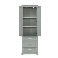 Tall Storage Cabinet With Three Drawers For Bathroom Office, Grey Grey Mdf