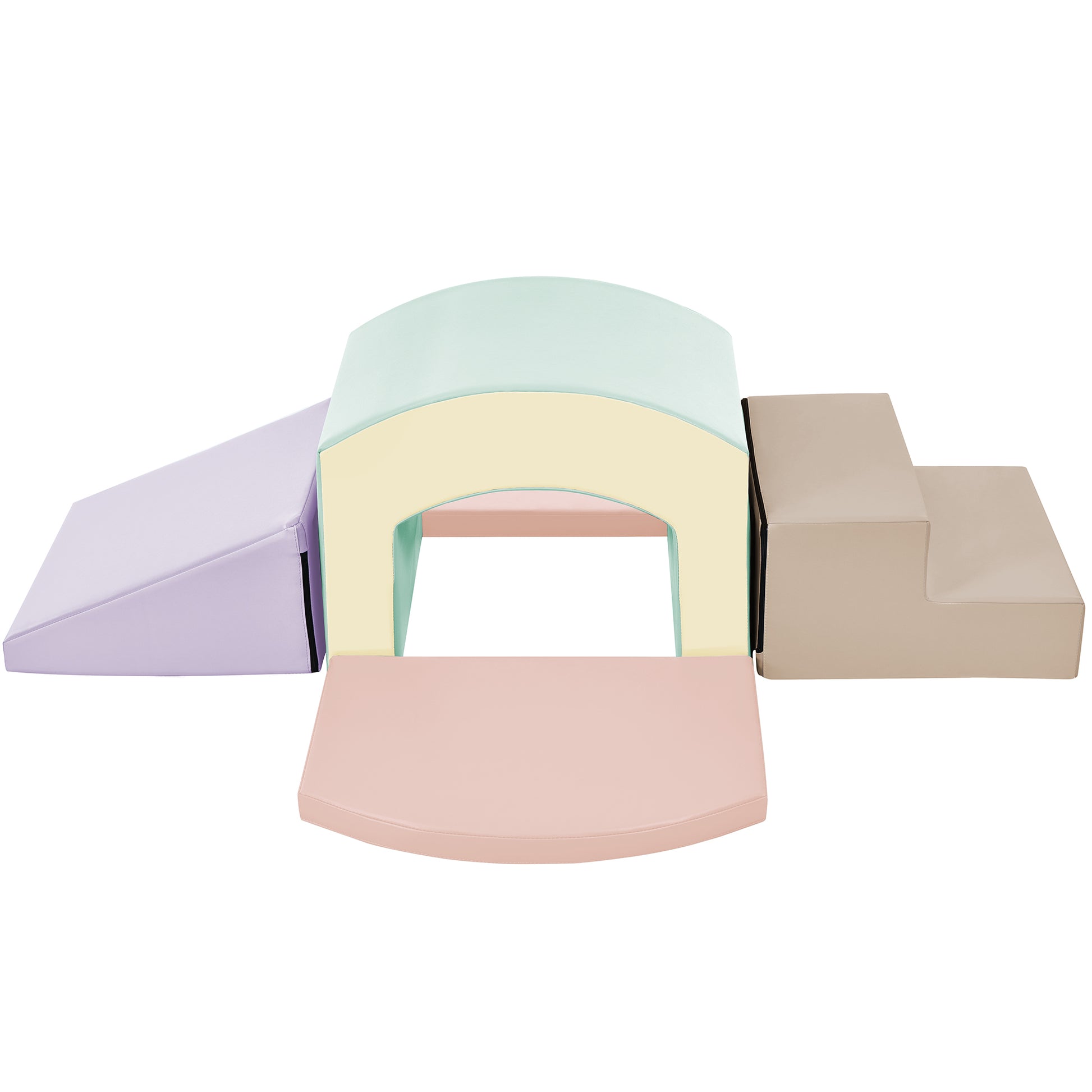 Soft Foam Playset For Toddlers, Safe Softzone Single Tunnel Foam Climber For Kids, Lightweight Indoor Active Play Structure With Slide Stairs And Ramp For Beginner Toddler Climb And Crawl Colorful Foam