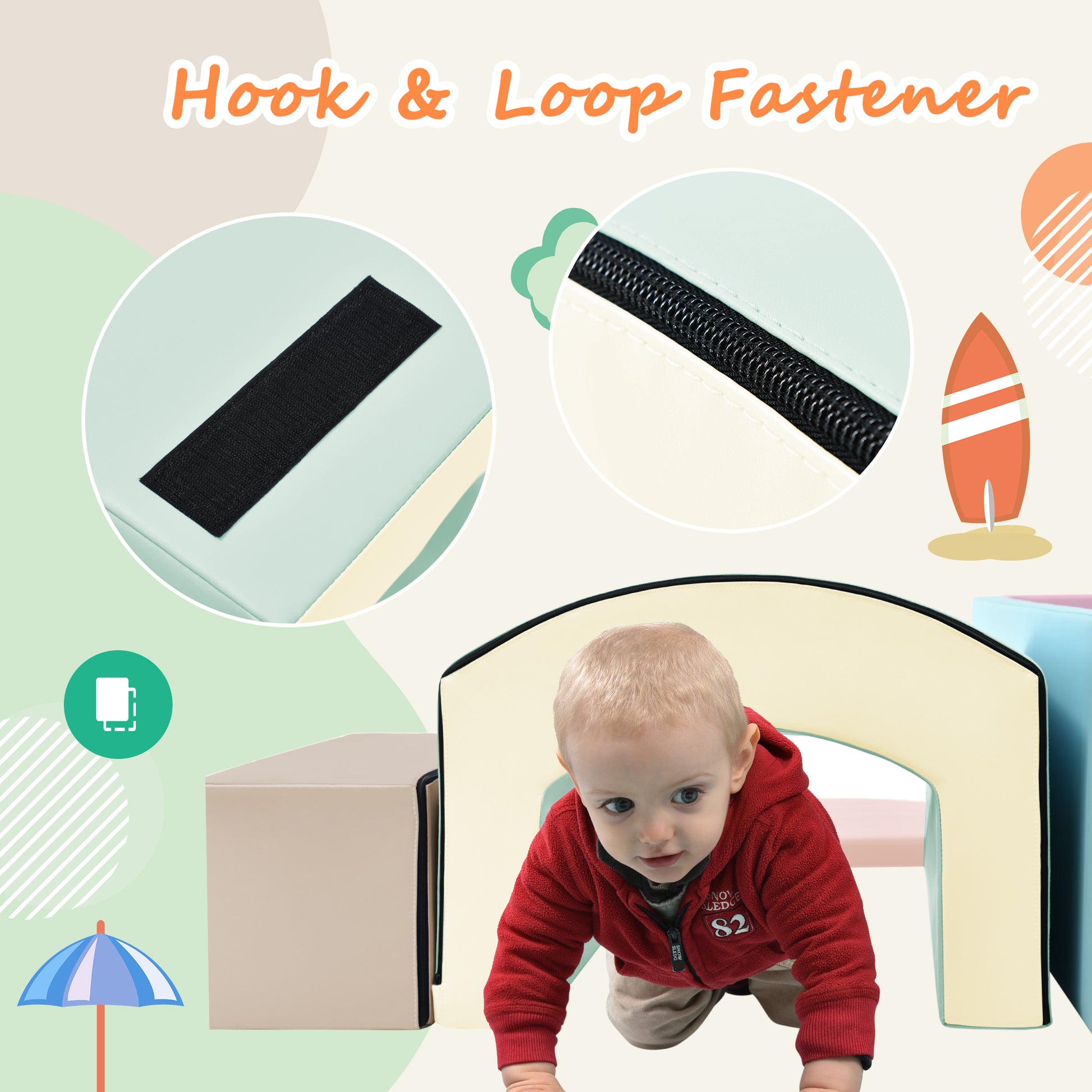 Soft Foam Playset For Toddlers, Safe Softzone Single Tunnel Foam Climber For Kids, Lightweight Indoor Active Play Structure With Slide Stairs And Ramp For Beginner Toddler Climb And Crawl Colorful Foam