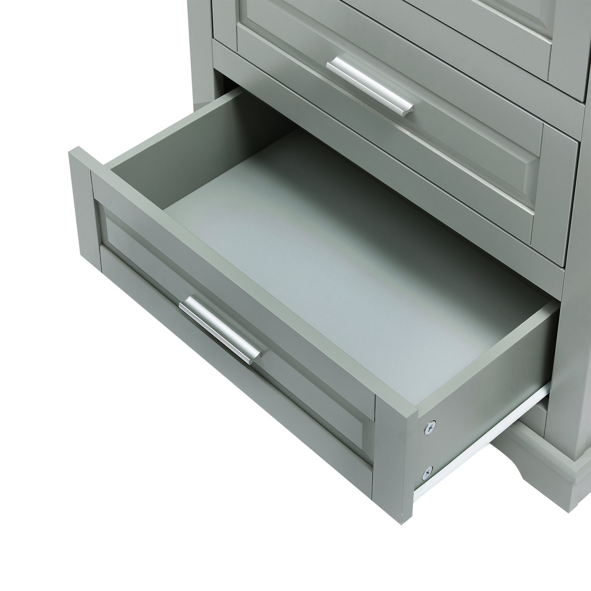 Tall Storage Cabinet With Three Drawers For Bathroom Office, Grey Grey Mdf