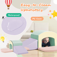 Soft Foam Playset For Toddlers, Safe Softzone Single Tunnel Foam Climber For Kids, Lightweight Indoor Active Play Structure With Slide Stairs And Ramp For Beginner Toddler Climb And Crawl Colorful Foam