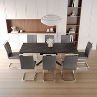 62.4" Extendable 78.15" Dining Table Set For 6 8 Person For Dining Room,C Shaped Tube Soft Padded Armless Dining Chair And Very Large Dining Room Table Kitchen Table Chair Set With Metal Legs Black