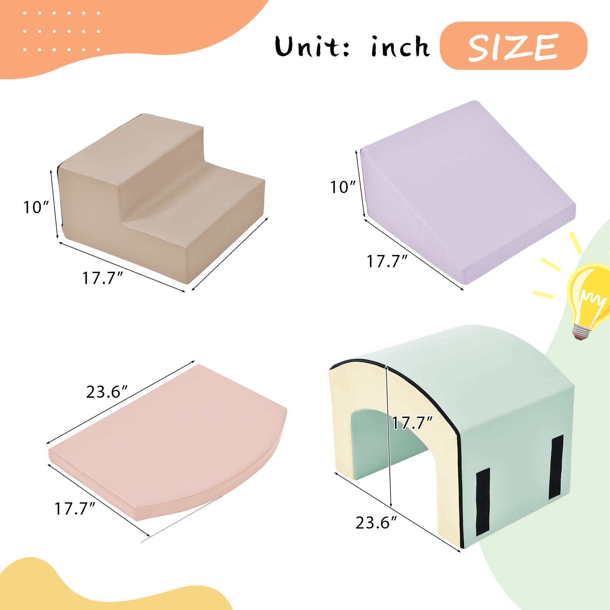Soft Foam Playset For Toddlers, Safe Softzone Single Tunnel Foam Climber For Kids, Lightweight Indoor Active Play Structure With Slide Stairs And Ramp For Beginner Toddler Climb And Crawl Colorful Foam