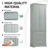 Tall Storage Cabinet With Three Drawers For Bathroom Office, Grey Grey Mdf