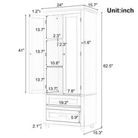 Tall Storage Cabinet With Two Drawers For Bathroom Office, Grey Grey Mdf