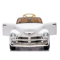 12V Kids Ride On Truck Car W Parents Control, Licensed Chevrolet 3100 Pickup,Electric Car For Kid,Vintage Modeling,3 Speeds,Led Lights,Bluetooth,Usb,High Power Up To 3.11 Mph,Age 3 White Polypropylene
