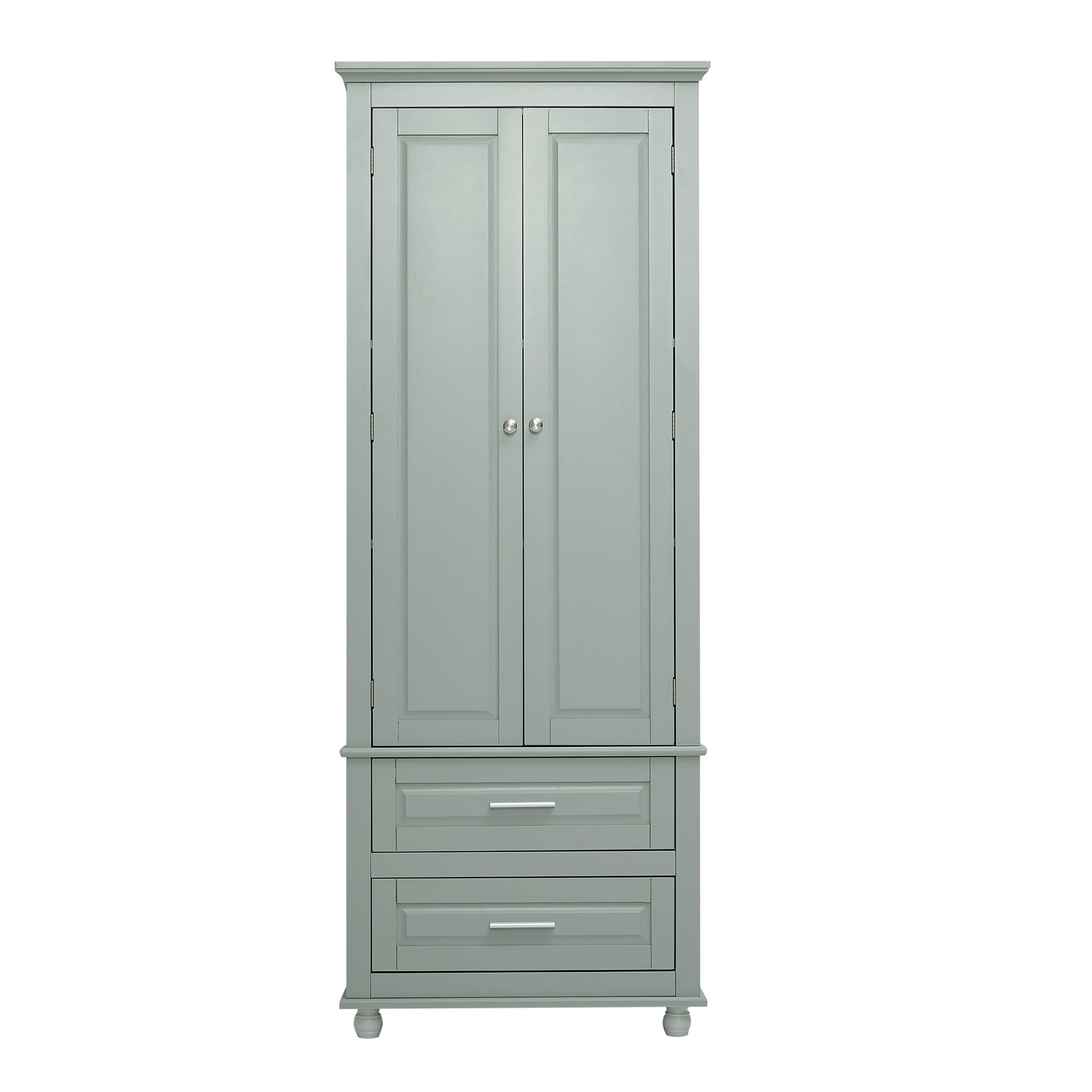 Tall Storage Cabinet With Two Drawers For Bathroom Office, Grey Grey Mdf