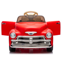 12V Kids Ride On Truck Car W Parents Control, Licensed Chevrolet 3100 Pickup,Electric Car For Kid,Vintage Modeling,3 Speeds,Led Lights,Bluetooth,Usb,High Power Up To 3.11 Mph,Age 3 Red Polypropylene