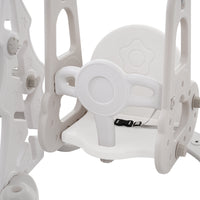 Toddler Slide And Swing Set 3 In 1, Kids Playground Climber Swing Playset With Basketball Hoops Freestanding Combination Indoor & Outdoor Grey White Hdpe