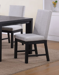 2Pc Black Finish Side Chair Gray Fabric Full Back Upholstery Contemporary Transitional Style Dining Room Wooden Furniture Black Contemporary,Transitional Side Chair Wood