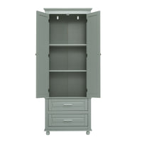 Tall Storage Cabinet With Two Drawers For Bathroom Office, Grey Grey Mdf