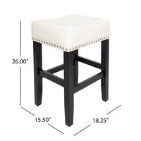 26 Inch Backless Ivory Leather Counter Stool Set Of 2 Ivory Leather