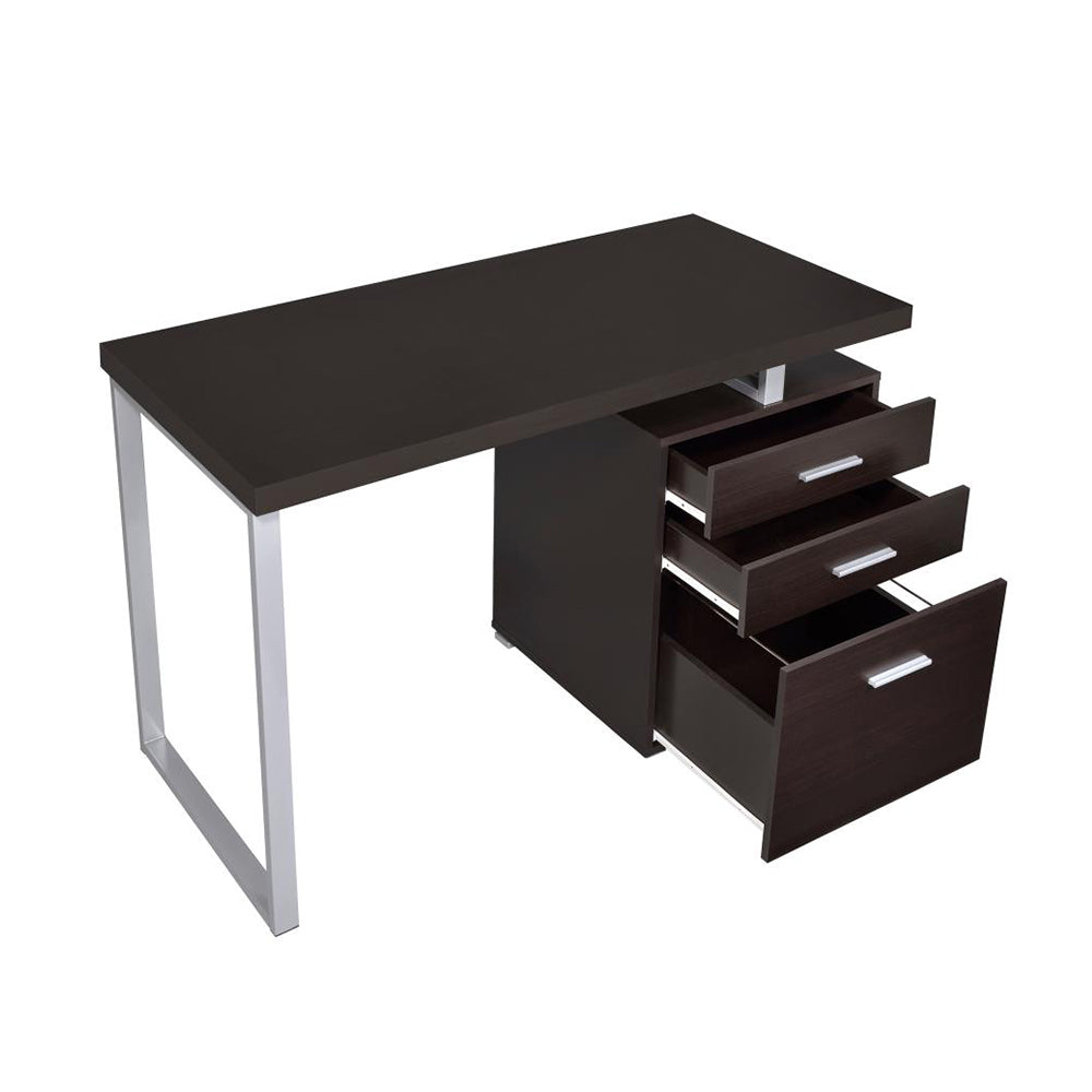 3 Drawer Office Desk In Cappuccino Finish Cappuccino Office Rectangular Drawers Particle Board Mdf