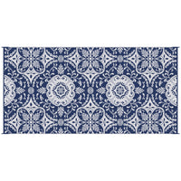 Outsunny Reversible Outdoor Rug Carpet, 9' X 18' Waterproof Plastic Straw Rug, Portable Rv Camping Rugs With Carry Bag, Large Floor Mat For Backyard, Deck, Picnic, Beach, Blue & White Floral Blue Polypropylene