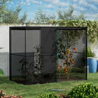 Outsunny 4' X 8' Crop Cage, Plant Protection Tent With Zippered Doors For Vegetable Garden, Backyard, Black Black Steel
