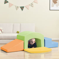 Soft Foam Playset For Toddlers, Safe Softzone Single Tunnel Foam Climber For Kids, Lightweight Indoor Active Play Structure With Slide Stairs And Ramp For Beginner Toddler Climb And Crawl Colorful Foam