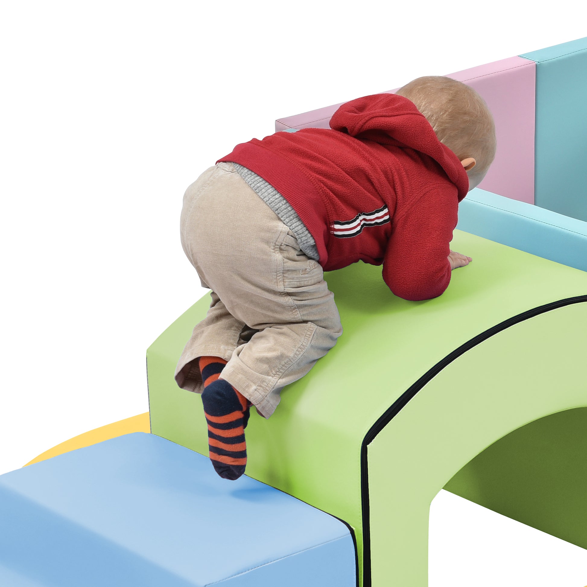 Soft Foam Playset For Toddlers, Safe Softzone Single Tunnel Foam Climber For Kids, Lightweight Indoor Active Play Structure With Slide Stairs And Ramp For Beginner Toddler Climb And Crawl Colorful Foam