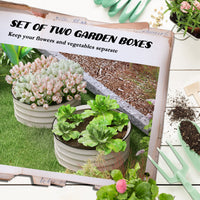 Outsunny Galvanized Raised Garden Bed Set Of 2, Planters For Outdoor Plants With Safety Edging, Easy To Assemble Stock Tanks For Growing Flowers, Herbs And Vegetables, Cream White White Steel