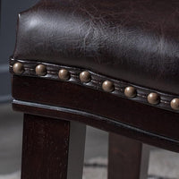 26" Contemporary Upholstered Saddle Counter Stool With Trim Set Of 2 , Dark Brown Dark Brown Pu