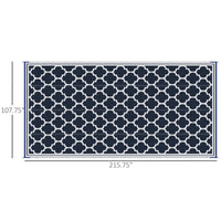Outsunny Reversible Outdoor Rug Carpet, 9' X 18' Waterproof Plastic Straw Rug, Portable Rv Camping Rugs With Carry Bag, Large Floor Mat For Backyard, Deck, Picnic, Beach, Blue & White Blue Polypropylene