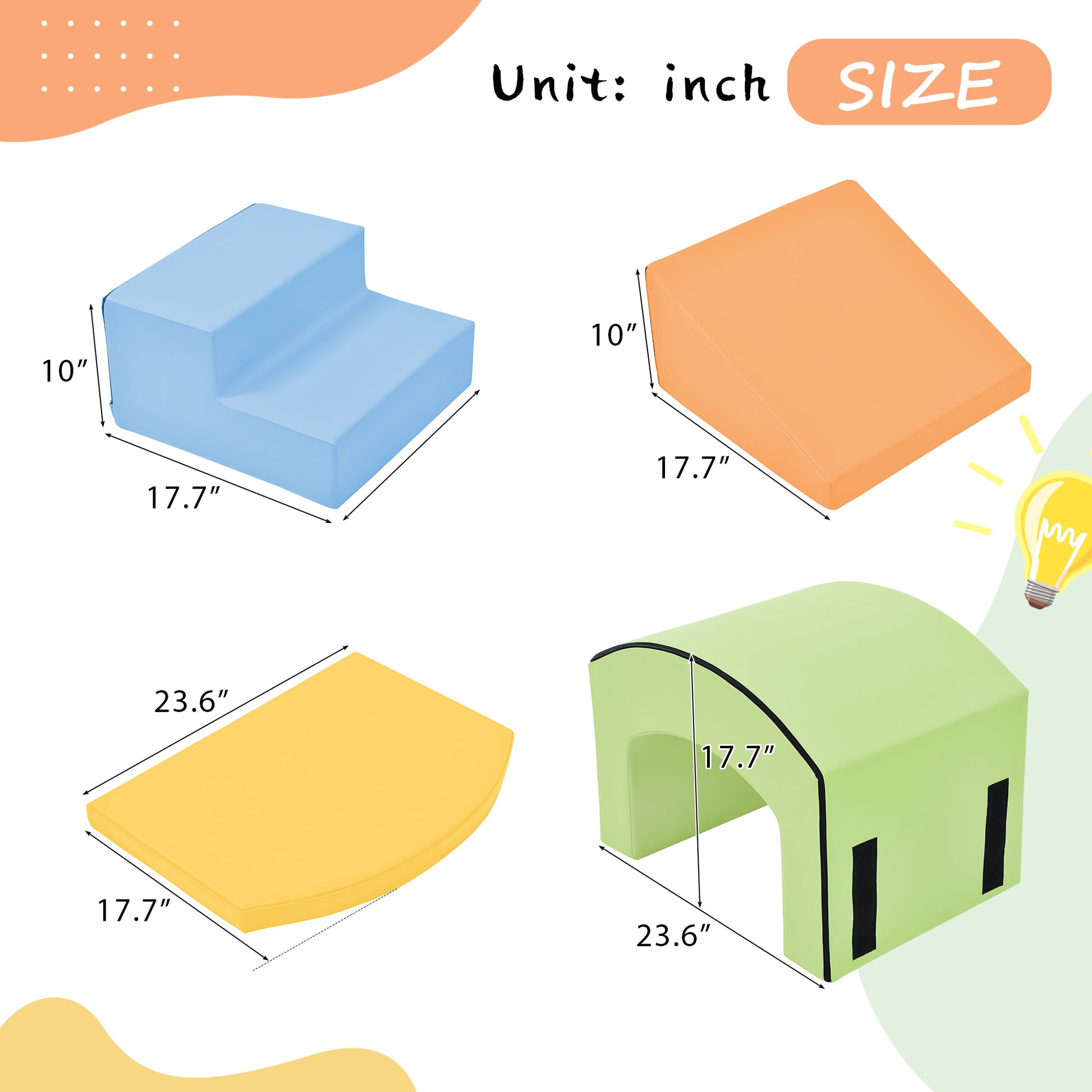Soft Foam Playset For Toddlers, Safe Softzone Single Tunnel Foam Climber For Kids, Lightweight Indoor Active Play Structure With Slide Stairs And Ramp For Beginner Toddler Climb And Crawl Colorful Foam