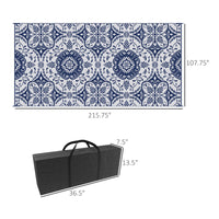 Outsunny Reversible Outdoor Rug Carpet, 9' X 18' Waterproof Plastic Straw Rug, Portable Rv Camping Rugs With Carry Bag, Large Floor Mat For Backyard, Deck, Picnic, Beach, Blue & White Floral Blue Polypropylene