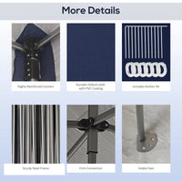 Outsunny 10' X 20' Pop Up Canopy Tent, Instant Sun Shelter With 3 Level Adjustable Height, Easy Up Outdoor Tent For Parties With Wheeled Carry Bag For Garden, Patio, Dark Blue Dark Blue Steel